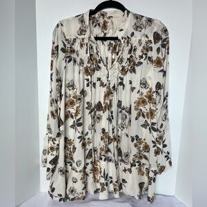 Free People White Floral Flowy Top